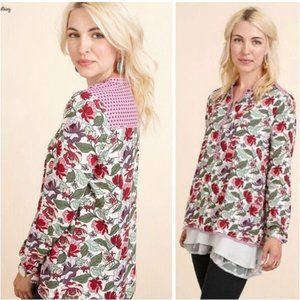 Matilda Jane Dusk or Dawn Top Size S blouse purple dots floral Once Upon a Time